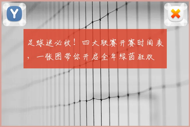 足球迷必收！四大联赛开赛时间表，一张图带你开启全年绿茵狂欢